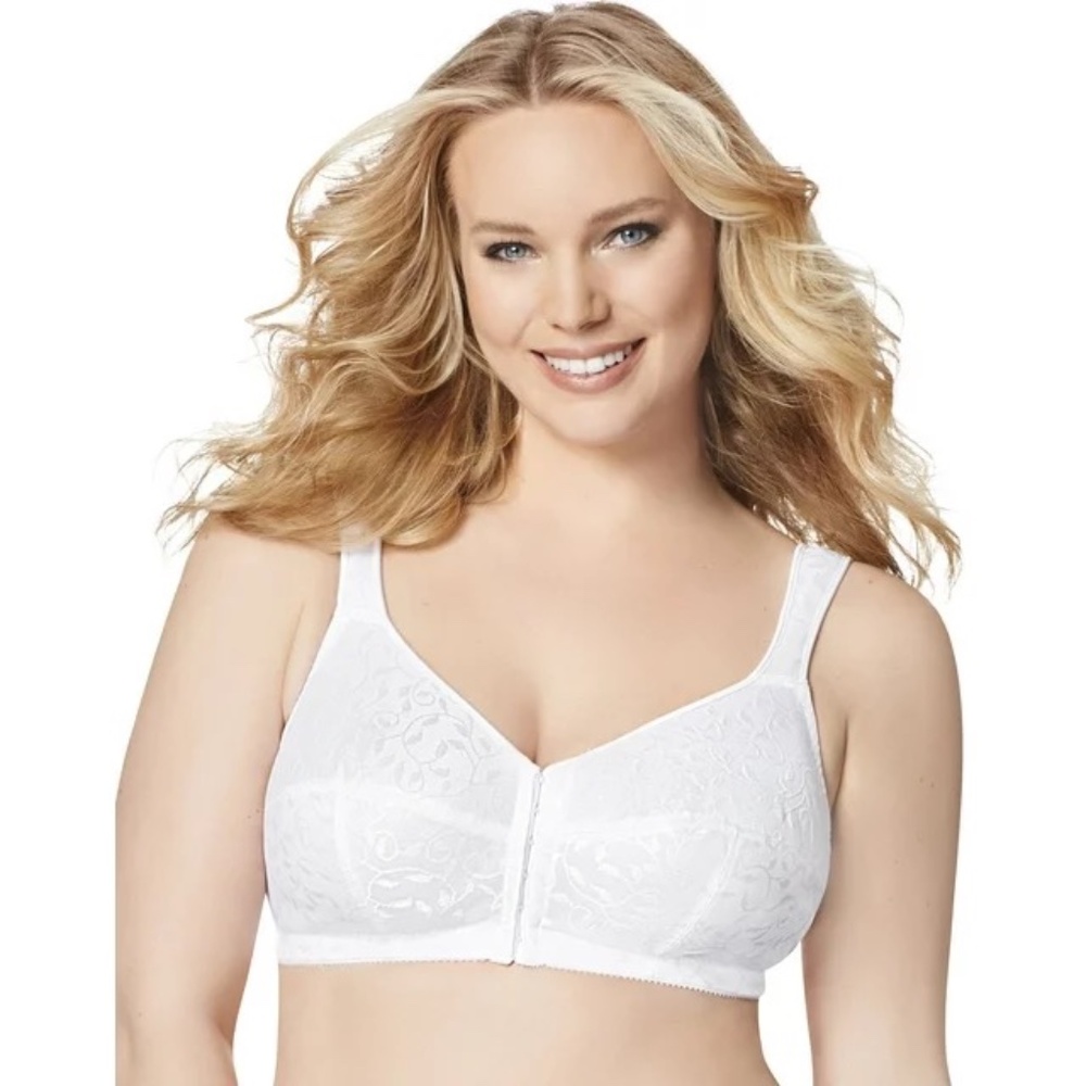 Just My Size Easy On Front Close Wireless White Bra Size 44B New (No Tags)